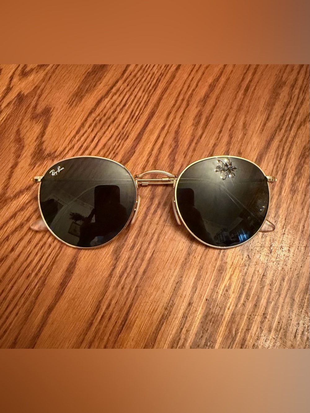 Ray-Ban Gold Frame Sunglasses with Black Lenses